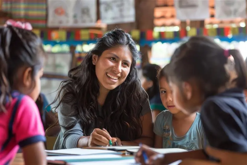 Pre-primary teacher engaging with young learners
