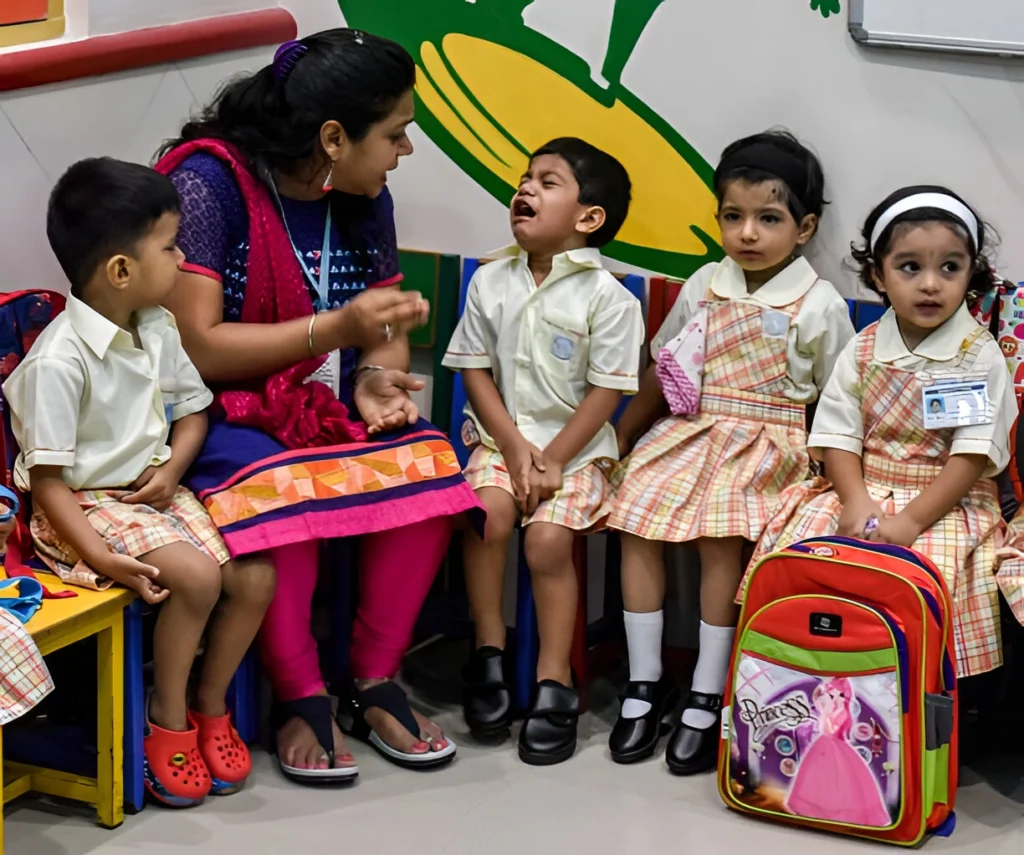 ECCED internship session with preschool teacher guiding children, relevant to diploma in early childhood care and education and ECCED course online India.