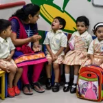 ECCED internship session with preschool teacher guiding children, relevant to diploma in early childhood care and education and ECCED course online India.