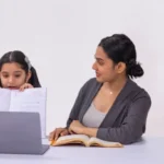 Online teacher training course session with child learning at home