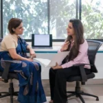 Counselling course participant in guided consultation