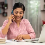 Teacher attending online teacher training course from home