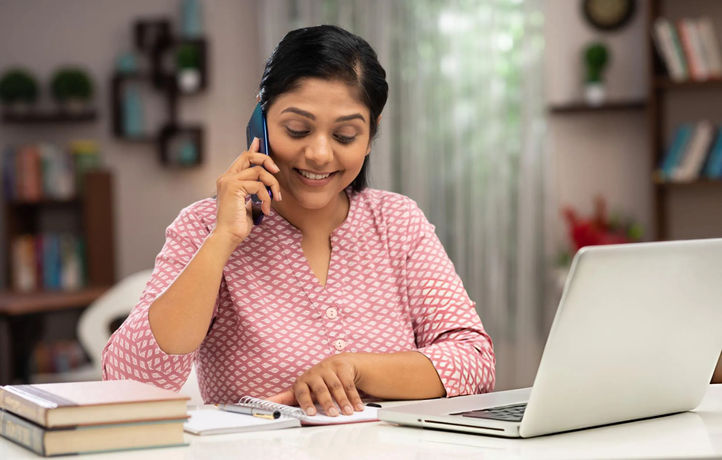 Teacher attending online teacher training course from home