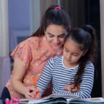 Child Psychology course helping a teacher guide a young child during a learning activity
