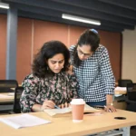 teachers helping each other in a teacher training course